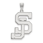 Sterling Silver Rhodium-plated LogoArt San Jose State University S-J Extra Large Pendant