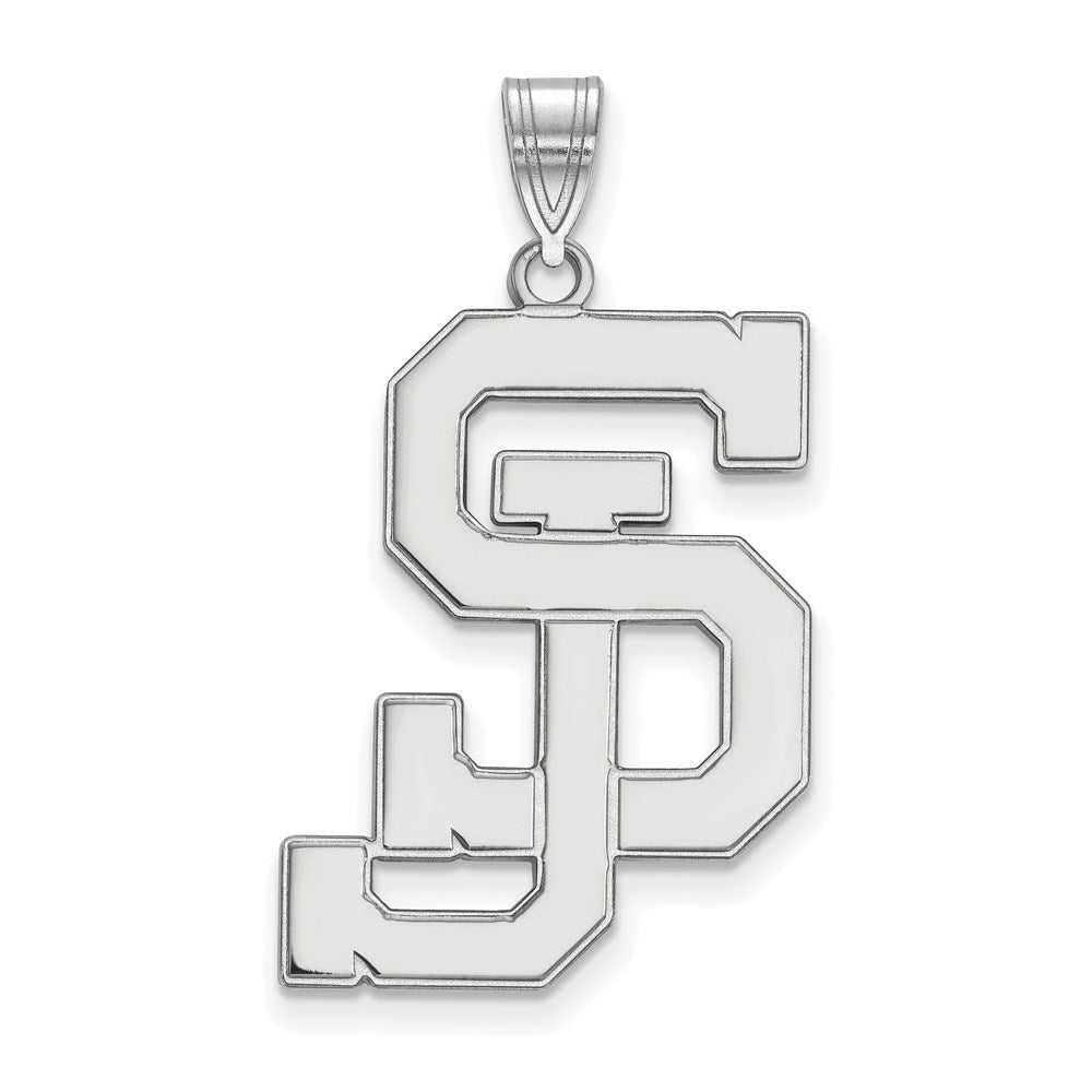 10k White Gold LogoArt San Jose State University S-J Extra Large Pendant