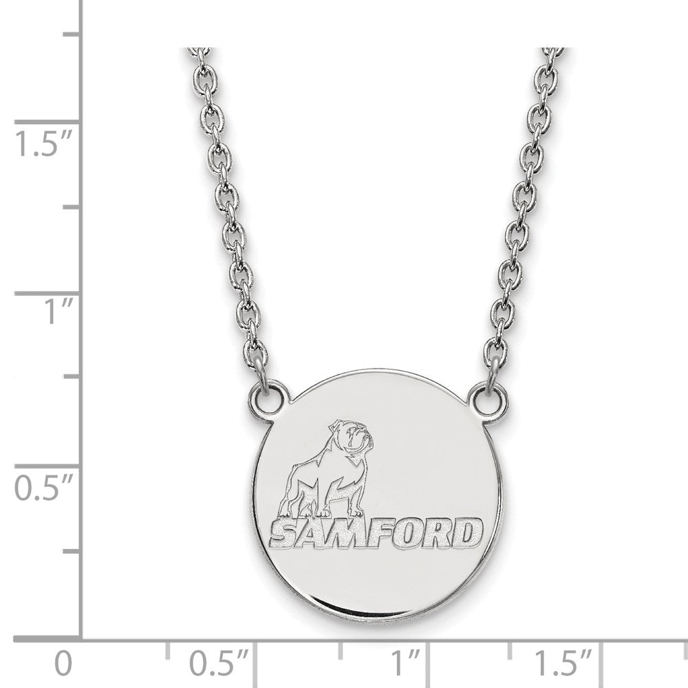10k White Gold LogoArt Samford University Large Disc Pendant 18 inch Necklace