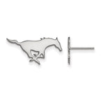 14k White Gold LogoArt Southern Methodist University Mustang Small Post Earrings