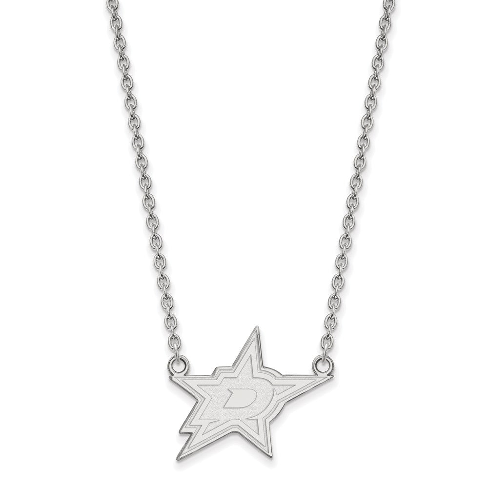 10k White Gold NHL LogoArt Dallas Stars Large Pendant 18 inch Necklace