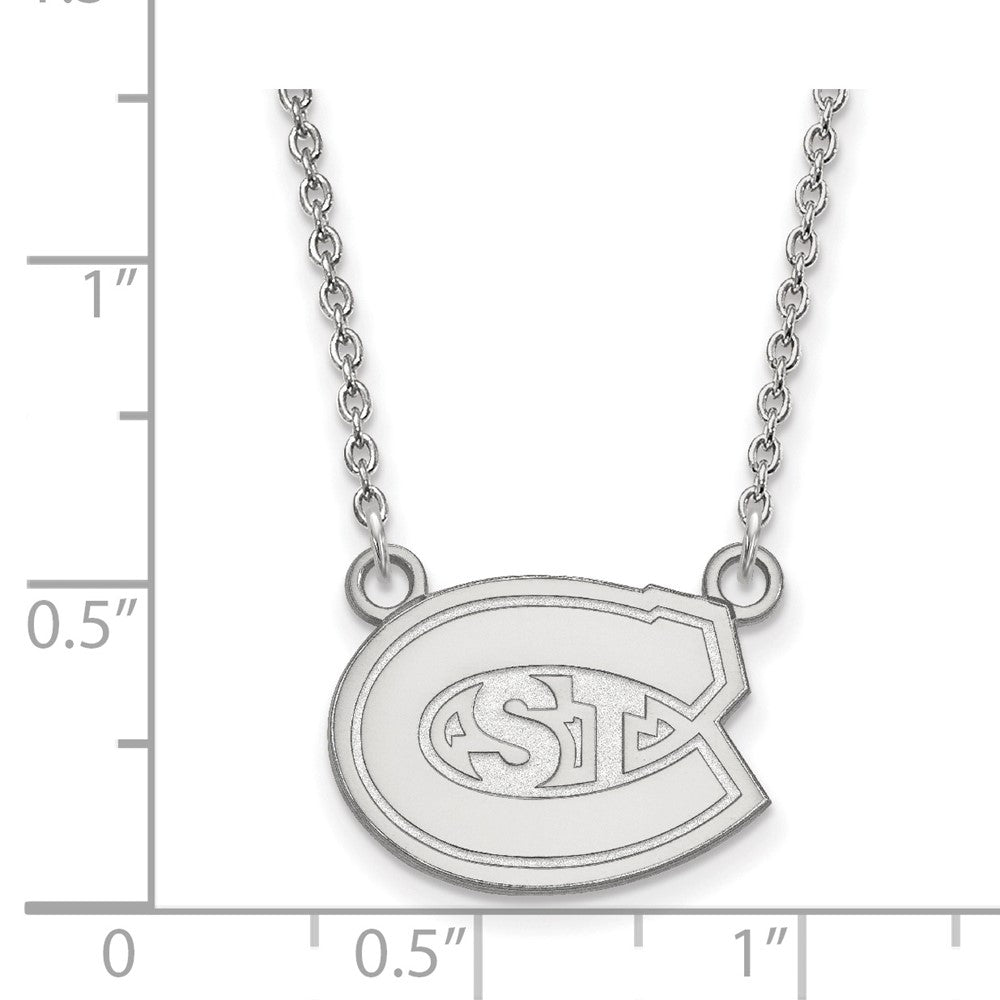 Sterling Silver Rhodium-plated LogoArt St. Cloud State University Small Pendant 18 inch Necklace