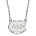 Sterling Silver Rhodium-plated LogoArt St. Cloud State University Small Pendant 18 inch Necklace