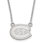 Sterling Silver Rhodium-plated LogoArt St. Cloud State University Small Pendant 18 inch Necklace