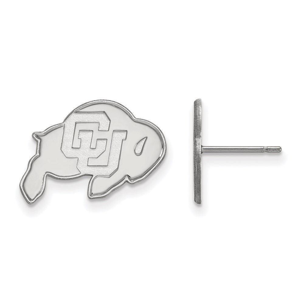 Sterling Silver Rhodium-plated LogoArt University of Colorado Buffalo Small Post Earrings
