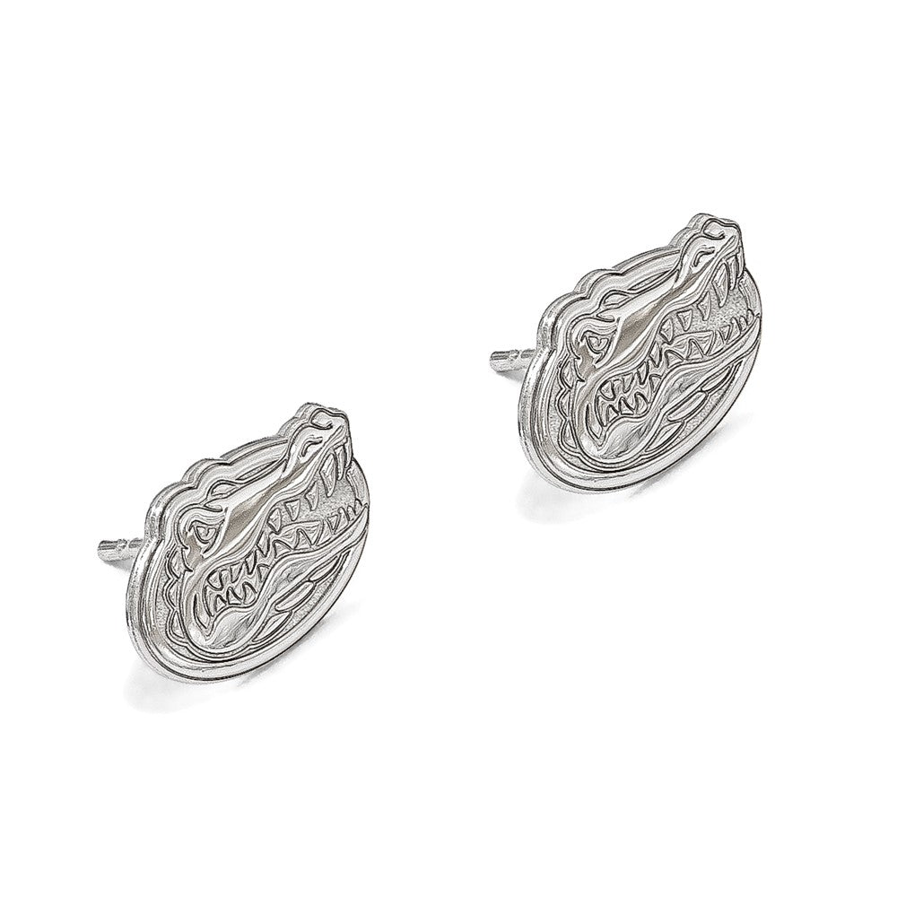 Sterling Silver Rhodium-plated LogoArt University of Florida Gator Extra Small Post Earrings
