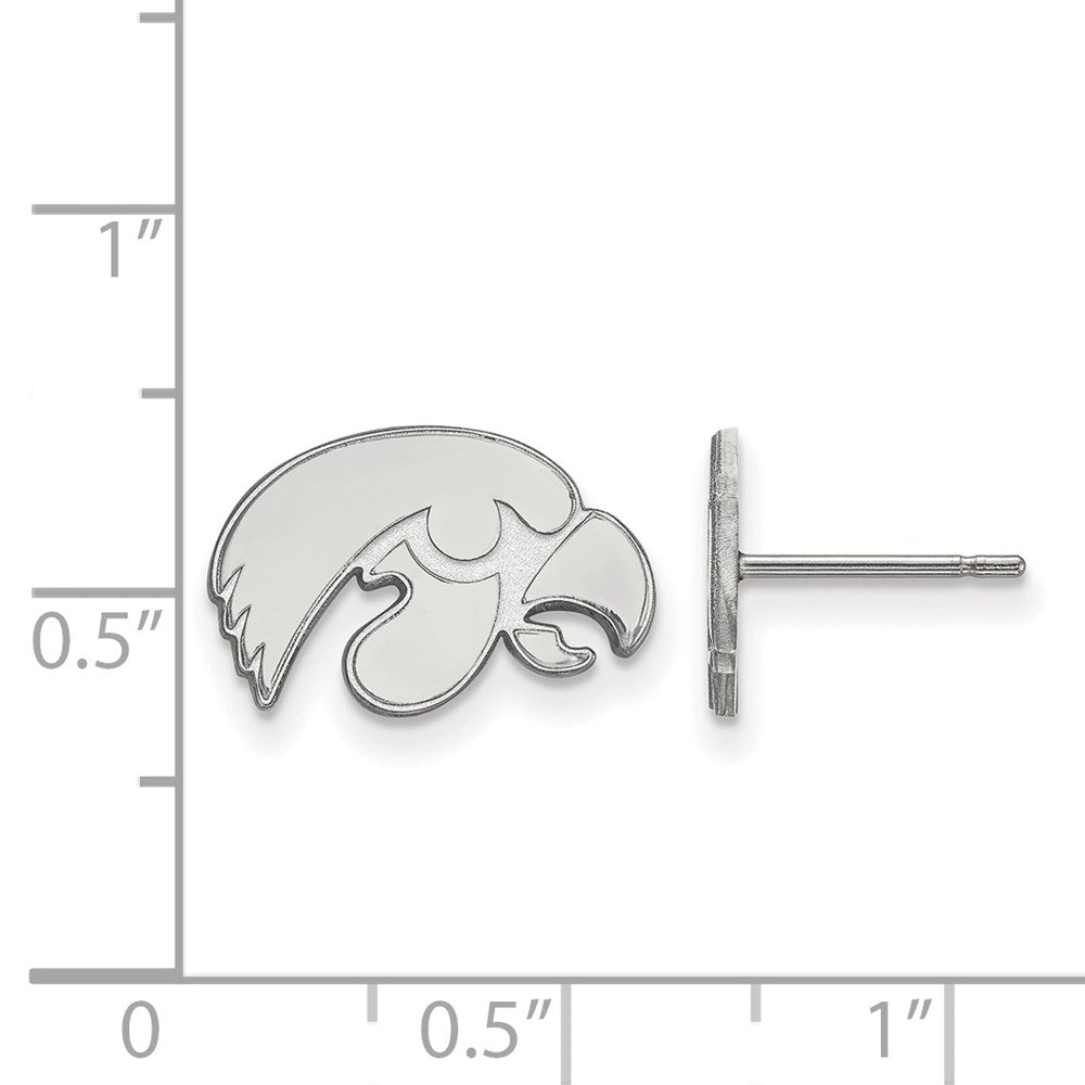 10k White Gold LogoArt University of Iowa Hawk Extra Small Post Earrings