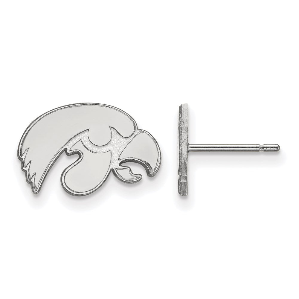14k White Gold LogoArt University of Iowa Hawk Extra Small Post Earrings