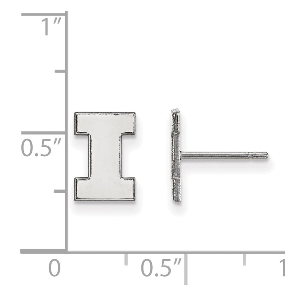 Sterling Silver Rhodium-plated LogoArt University of Illinois Letter I Extra Small Post Earrings