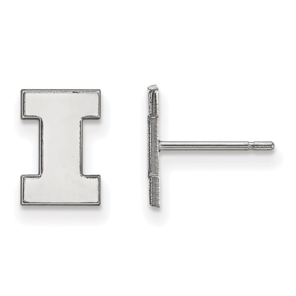 10k White Gold LogoArt University of Illinois Letter I Extra Small Post Earrings
