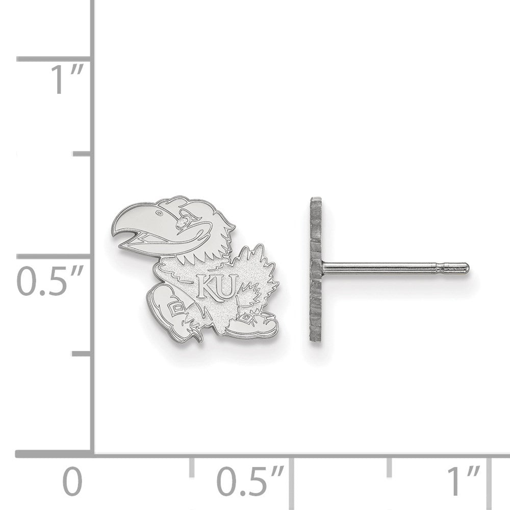 Sterling Silver Rhodium-plated LogoArt University of Kansas Jayhawk Extra Small Post Earrings