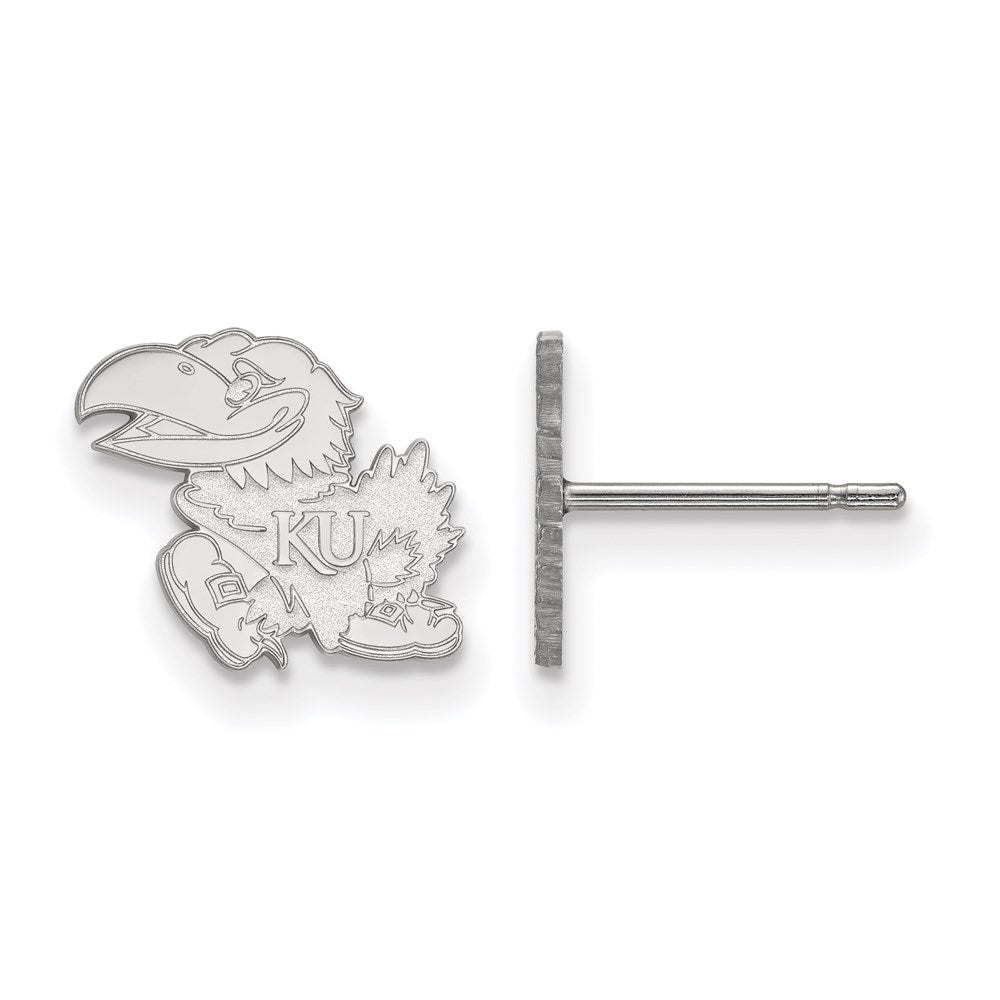 Sterling Silver Rhodium-plated LogoArt University of Kansas Jayhawk Extra Small Post Earrings