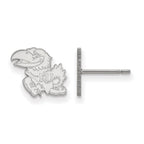 Sterling Silver Rhodium-plated LogoArt University of Kansas Jayhawk Extra Small Post Earrings