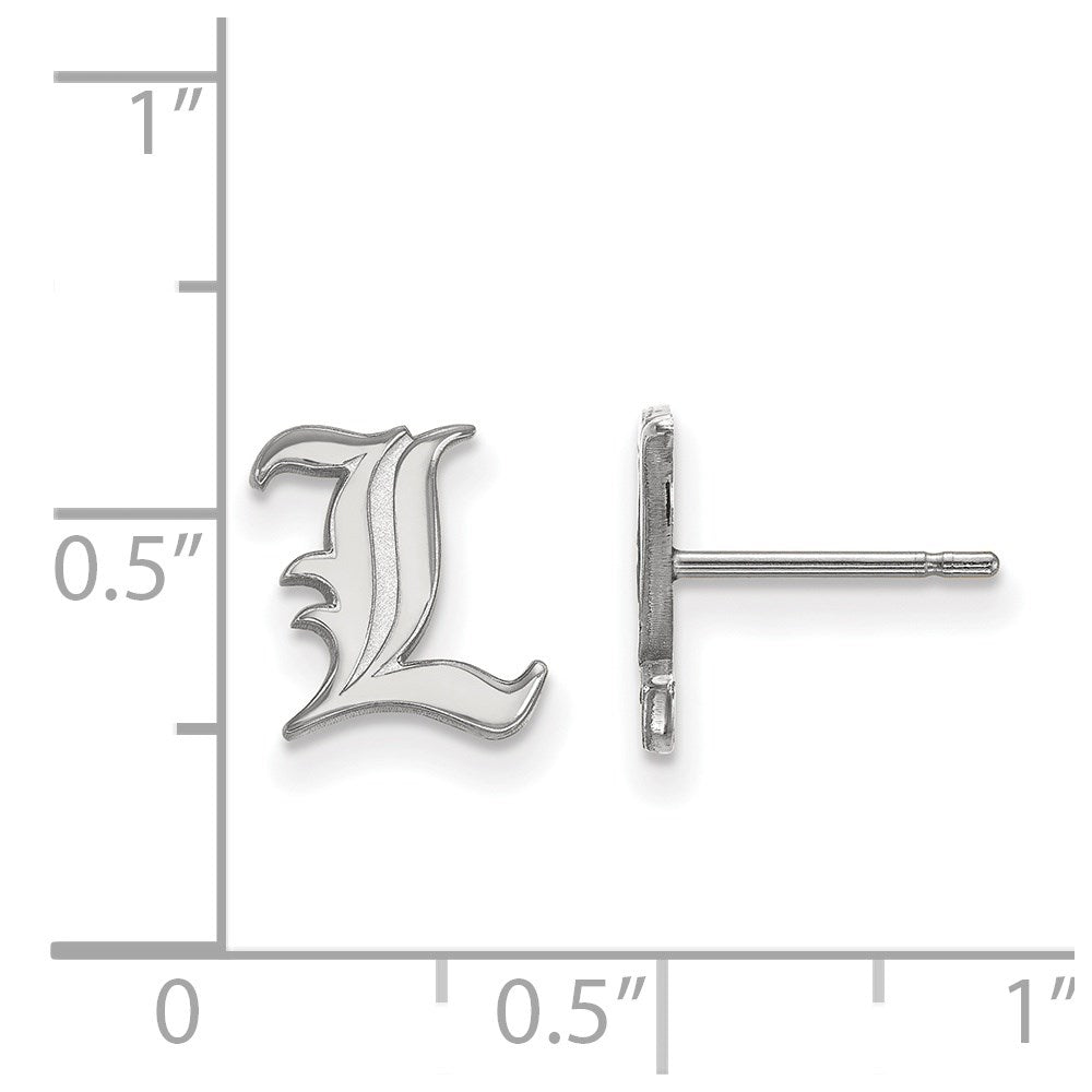 Sterling Silver Rhodium-plated LogoArt University of Louisville Letter L Extra Small Post Earrings