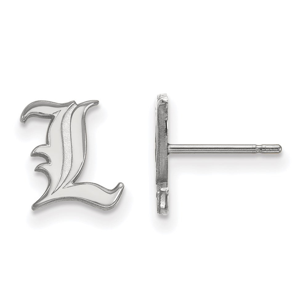10k White Gold LogoArt University of Louisville Letter L Extra Small Post Earrings