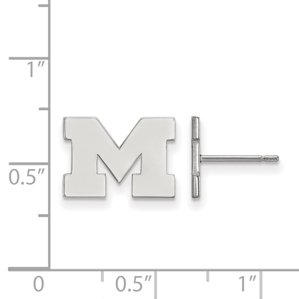 14k White Gold LogoArt University of Michigan Letter M Extra Small Post Earrings