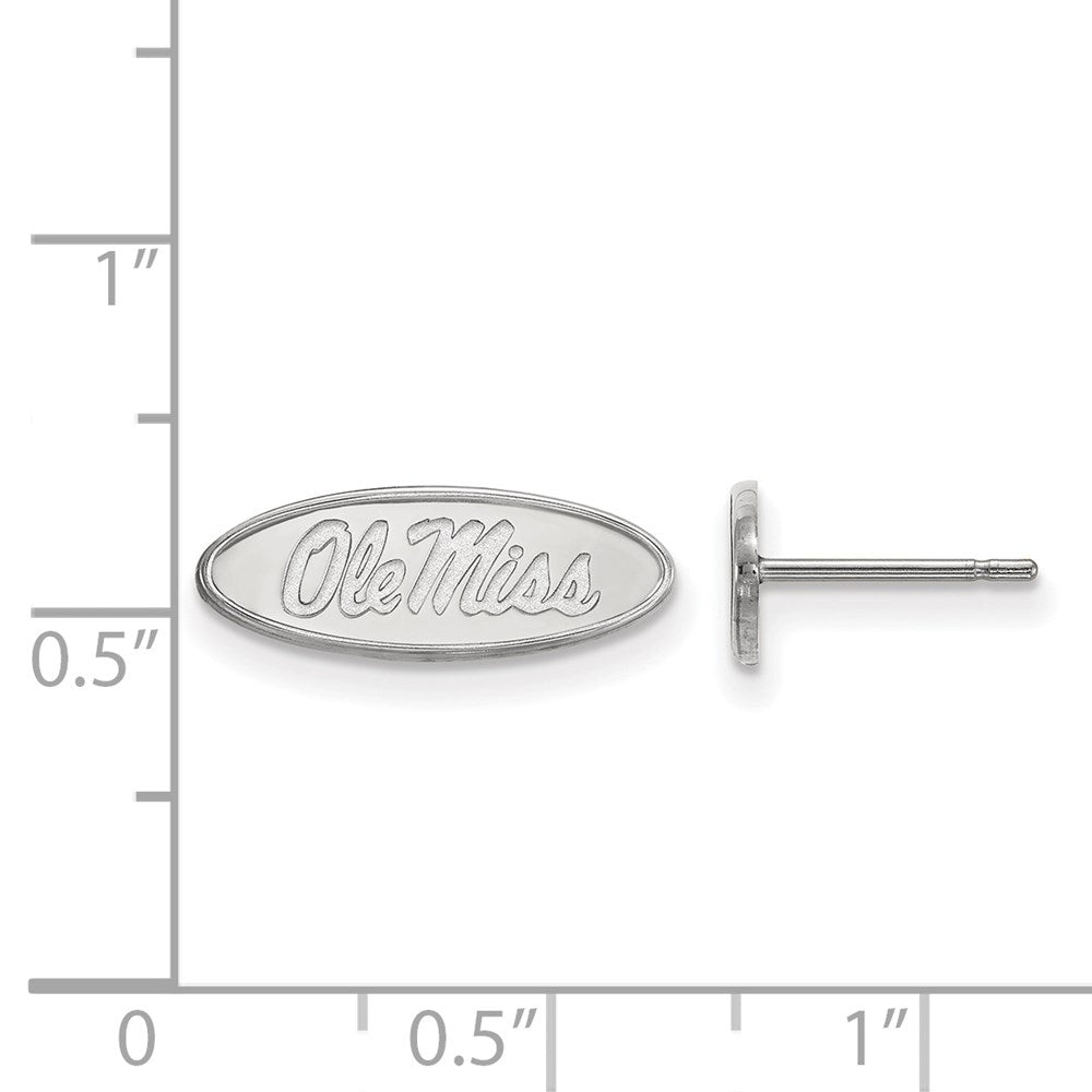 14k White Gold LogoArt University of Mississippi Ole Miss Oval Extra Small Post Earrings