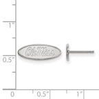 Sterling Silver Rhodium-plated LogoArt University of Mississippi Ole Miss Oval Extra Small Post Earrings