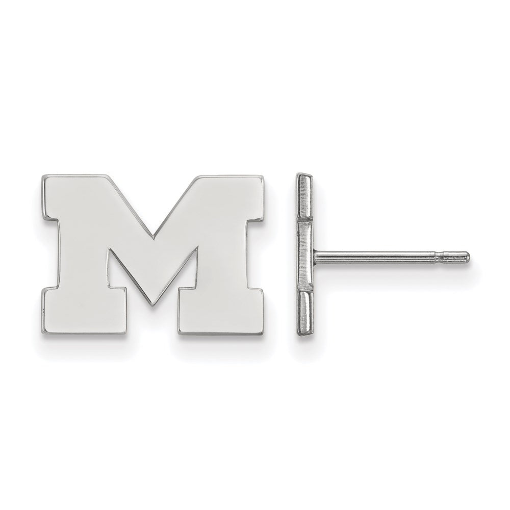 10k White Gold LogoArt University of Michigan Letter M Extra Small Post Earrings
