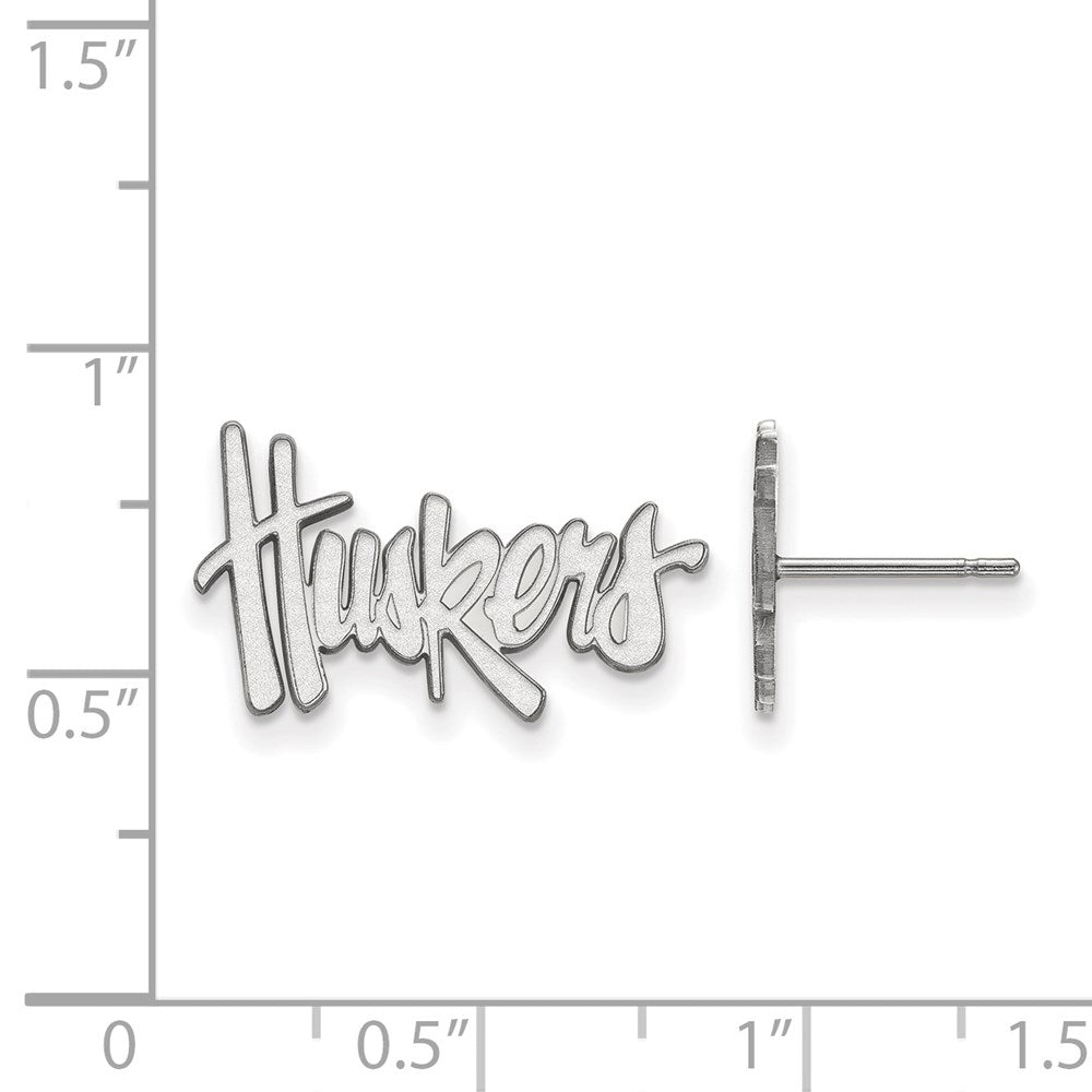 Sterling Silver Rhodium-plated LogoArt University of Nebraska Huskers Small Post Earrings
