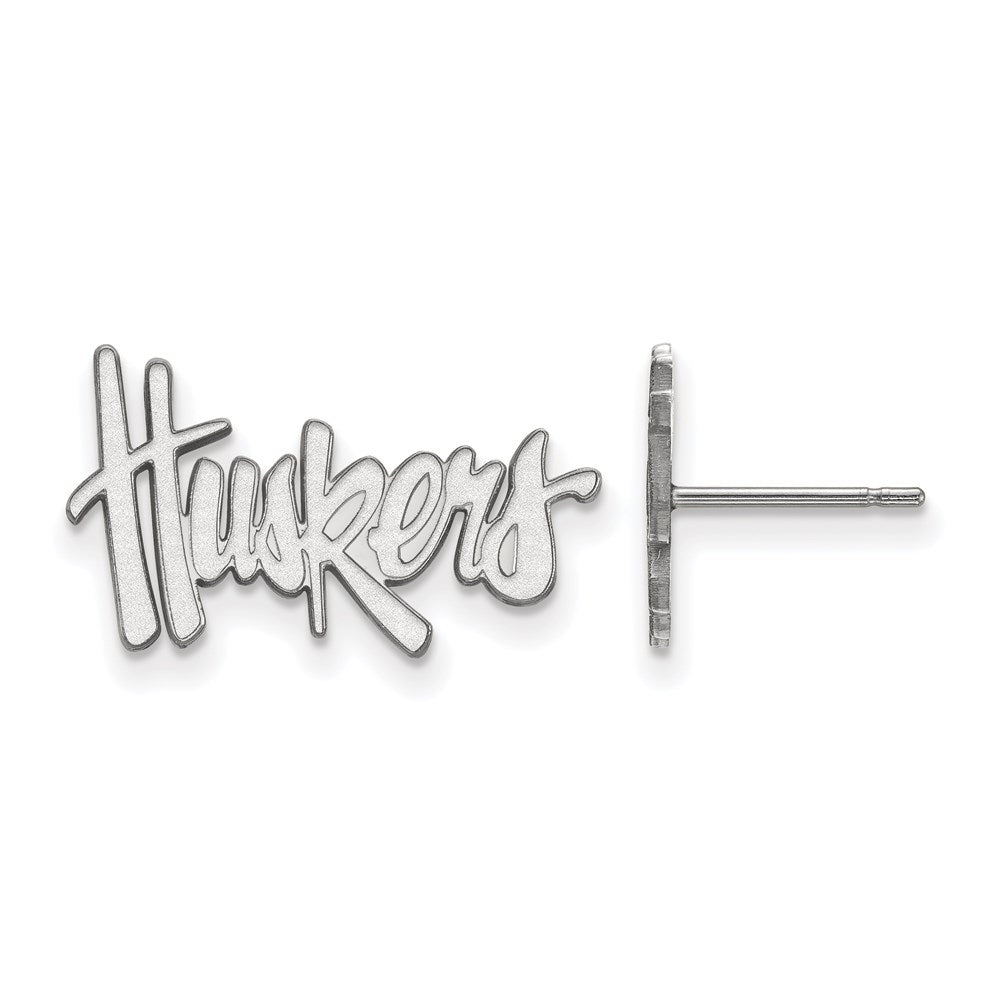 Sterling Silver Rhodium-plated LogoArt University of Nebraska Huskers Small Post Earrings