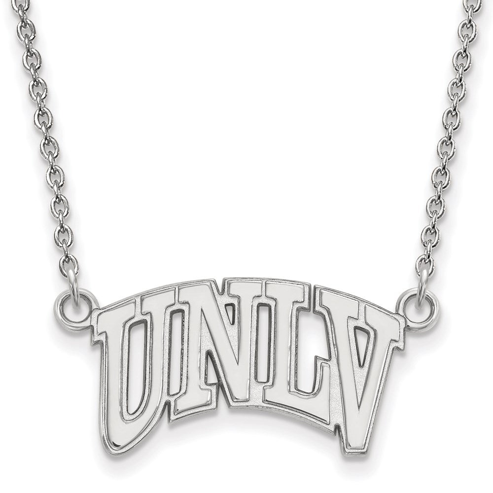 Sterling Silver Rhodium-plated LogoArt University of Nevada-Las Vegas U-N-L-V Small Pendant 18 inch Necklace