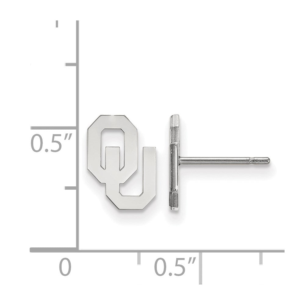 14k White Gold LogoArt University of Oklahoma O-U Extra Small Post Earrings