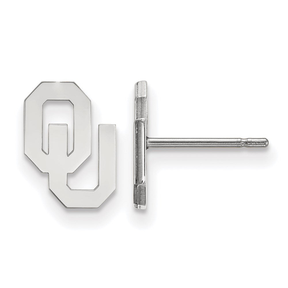14k White Gold LogoArt University of Oklahoma O-U Extra Small Post Earrings