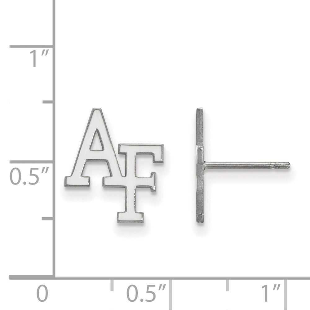 10k White Gold LogoArt United States Air Force Academy A-F Small Post Earrings