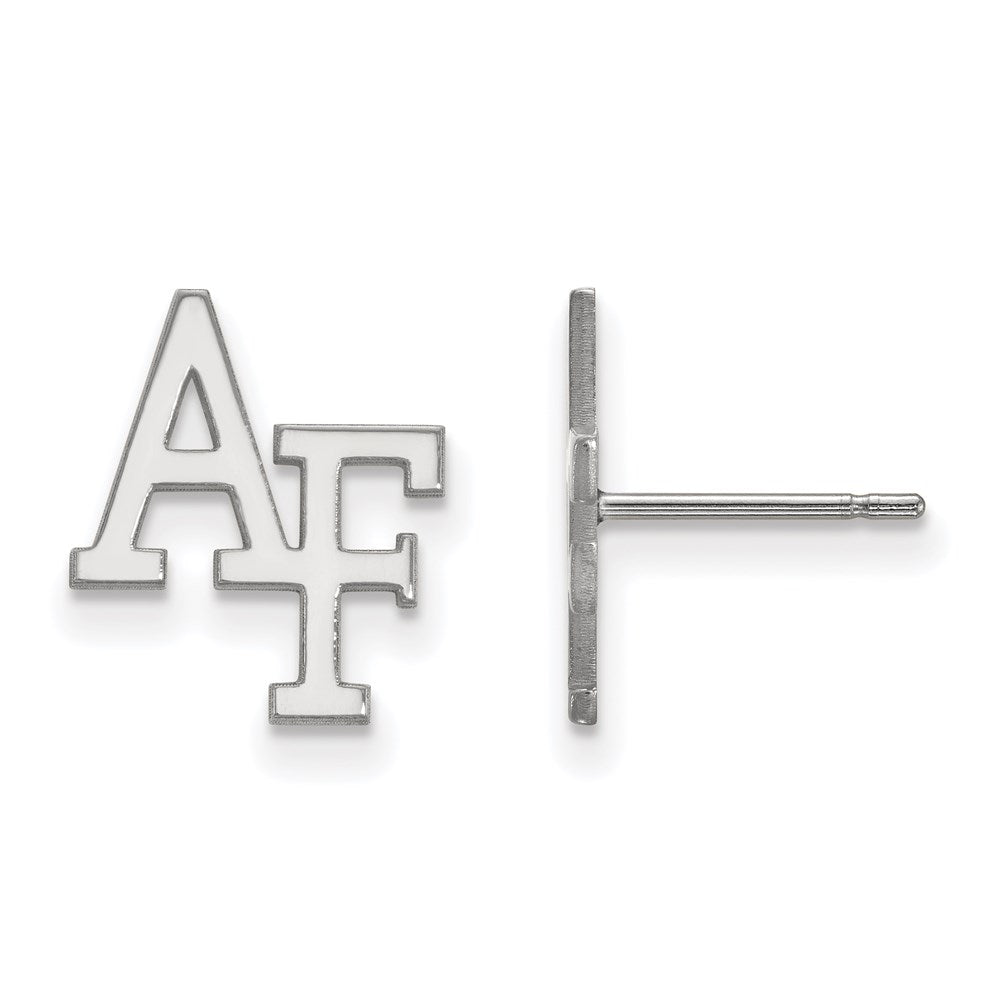 14k White Gold LogoArt United States Air Force Academy A-F Small Post Earrings