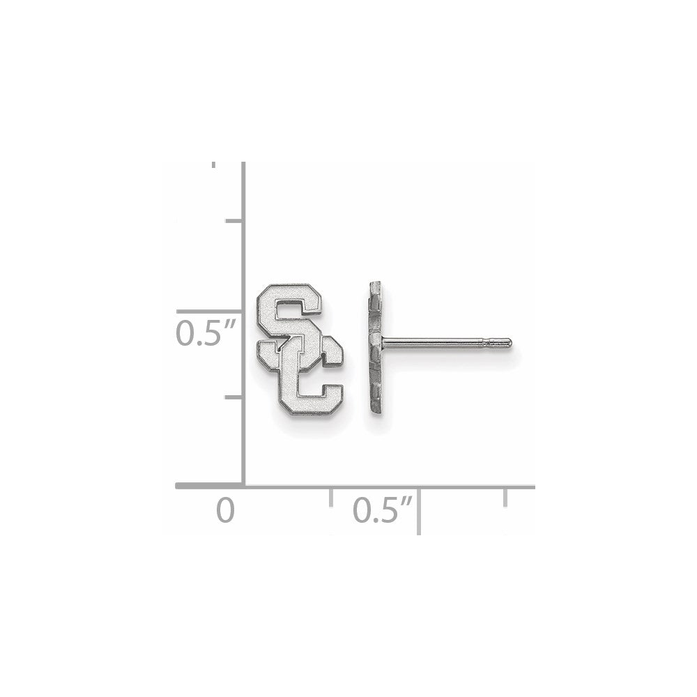 Sterling Silver Rhodium-plated University of Southern California S-C Extra Small Post Earrings