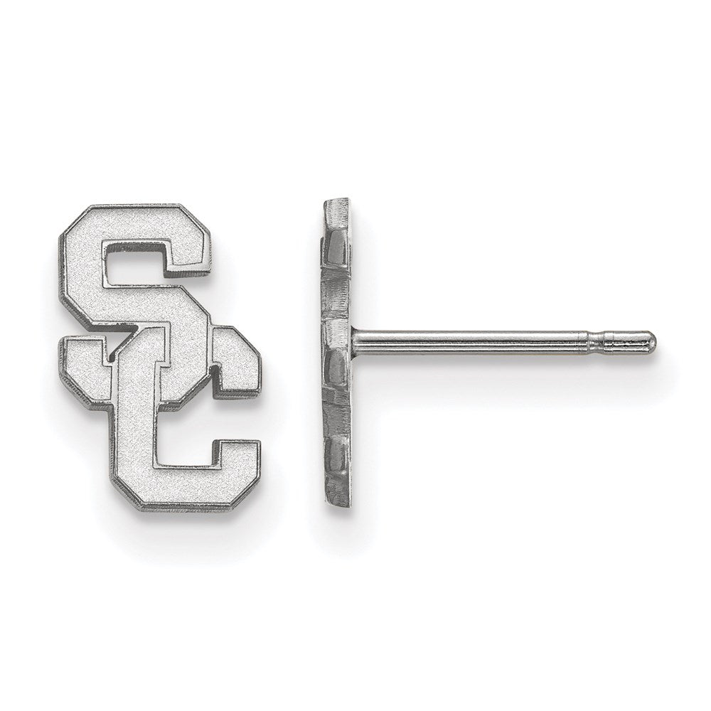 Sterling Silver Rhodium-plated University of Southern California S-C Extra Small Post Earrings