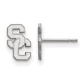 Sterling Silver Rhodium-plated University of Southern California S-C Extra Small Post Earrings