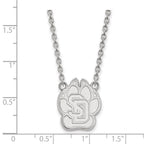 Sterling Silver Rhodium-plated LogoArt University of South Dakota Large Pendant 18 inch Necklace