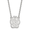 10k White Gold LogoArt University of South Dakota Large Pendant 18 inch Necklace