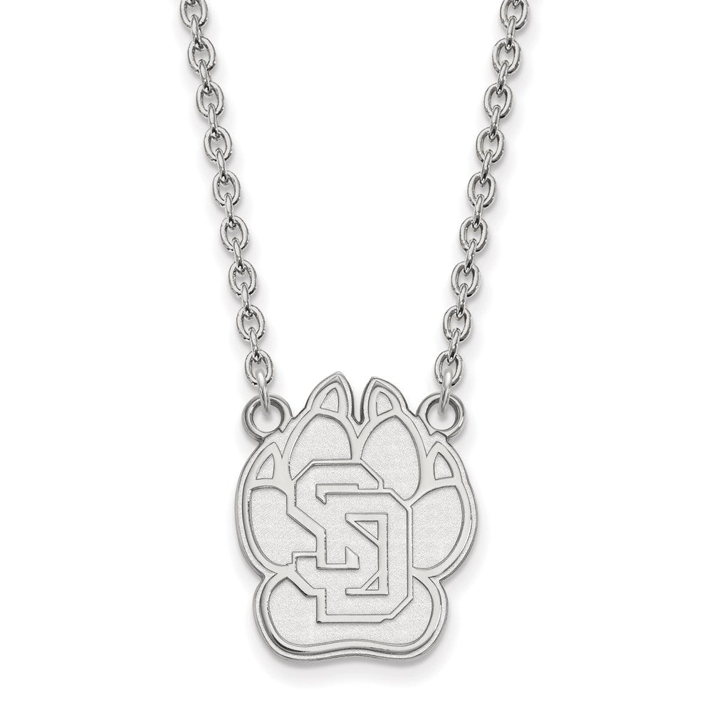 10k White Gold LogoArt University of South Dakota Large Pendant 18 inch Necklace