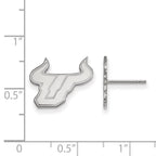 14k White Gold LogoArt University of South Florida Bull Small Post Earrings