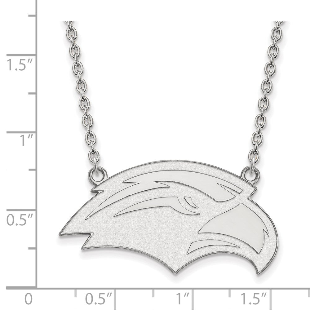 Sterling Silver Rhodium-plated LogoArt University of Southern Mississippi Eagle Large Pendant 18 inch Necklace