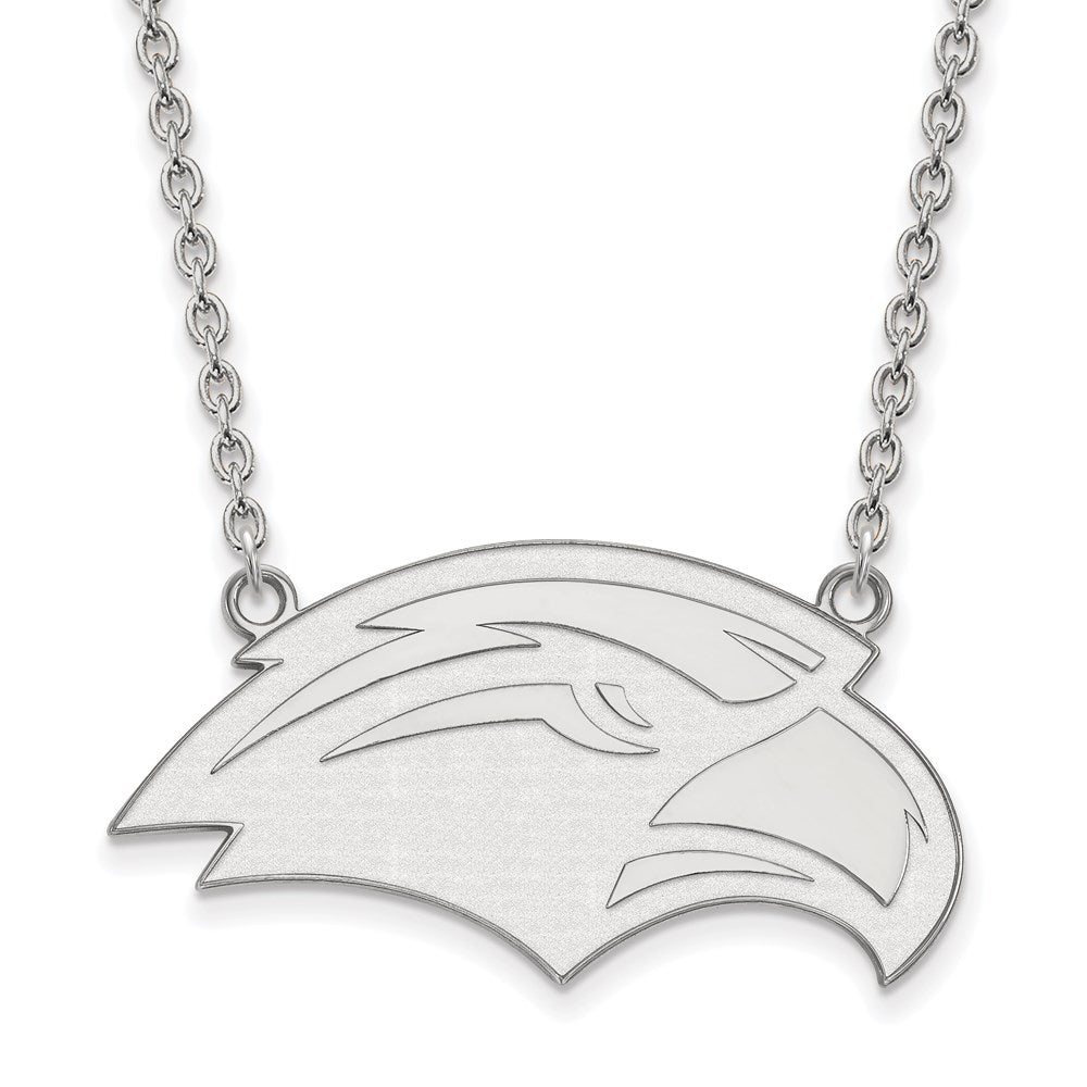 Sterling Silver Rhodium-plated LogoArt University of Southern Mississippi Eagle Large Pendant 18 inch Necklace