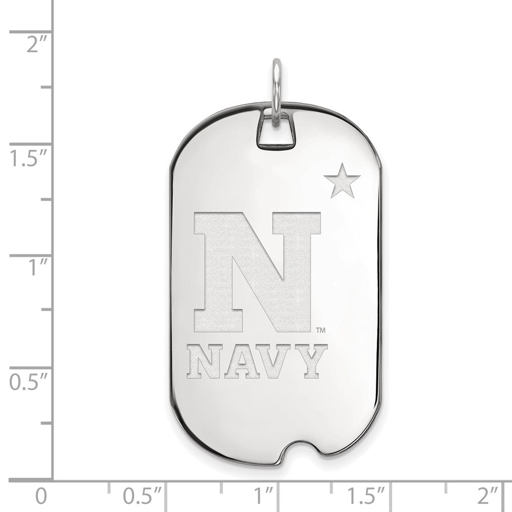 Sterling Silver Rhodium-plated LogoArt US Naval Academy Large Dog Tag Pendant