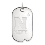 Sterling Silver Rhodium-plated LogoArt US Naval Academy Large Dog Tag Pendant