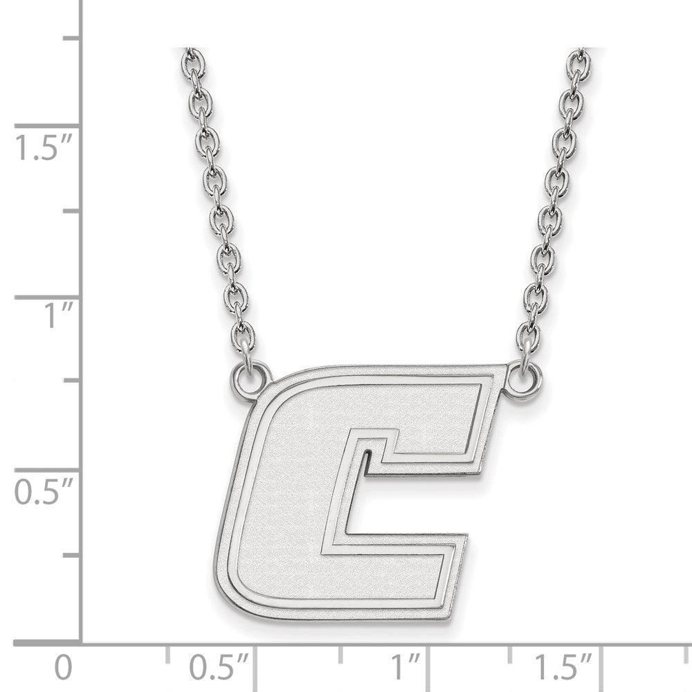 14k White Gold LogoArt University of Tennessee at Chattanooga Letter C Large Pendant 18 inch Necklace