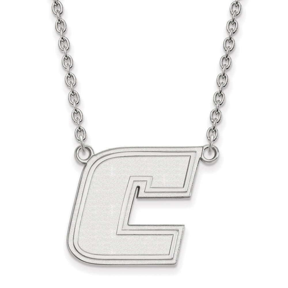 14k White Gold LogoArt University of Tennessee at Chattanooga Letter C Large Pendant 18 inch Necklace