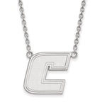 10k White Gold LogoArt University of Tennessee at Chattanooga Letter C Large Pendant 18 inch Necklace