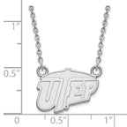 Sterling Silver Rhodium-plated LogoArt University of Texas at El Paso Small Pendant 18 inch Necklace