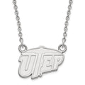 Sterling Silver Rhodium-plated LogoArt University of Texas at El Paso Small Pendant 18 inch Necklace