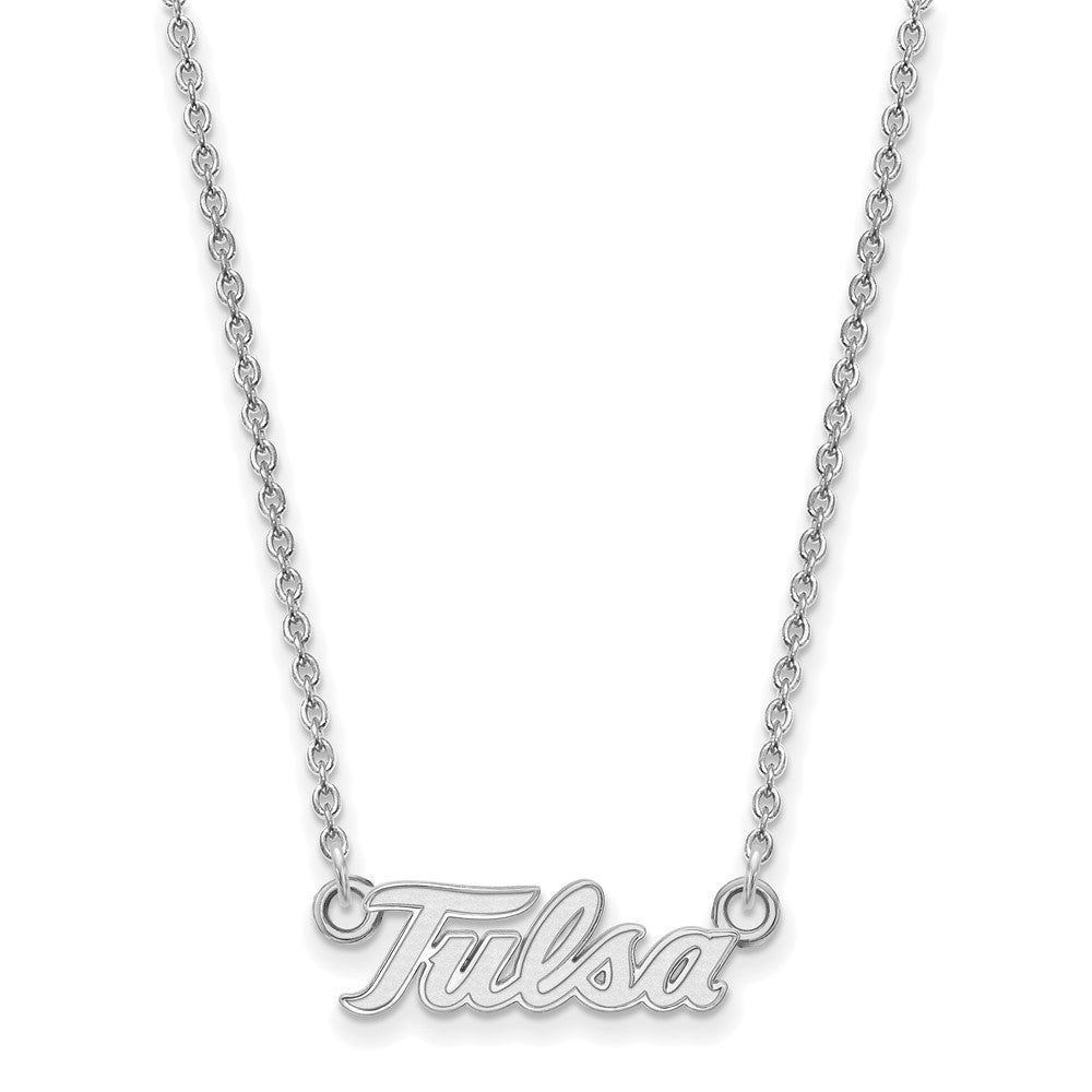 10k White Gold LogoArt University of Tulsa T-U Small Pendant 18 inch Necklace