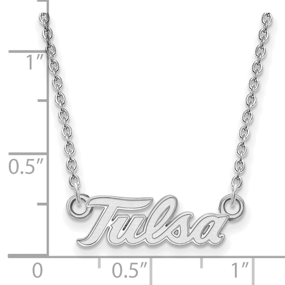 10k White Gold LogoArt University of Tulsa T-U Small Pendant 18 inch Necklace
