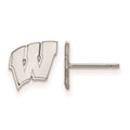 Sterling Silver Rhodium-plated LogoArt University of Wisconsin Letter W Extra Small Post Earrings