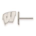 10k White Gold LogoArt University of Wisconsin Letter W Extra Small Post Earrings